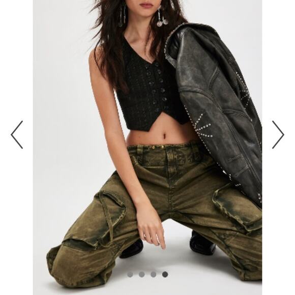 We The Free Free People Dusty Olive Can’t Compare Slouch Pants - Picture 5 of 11